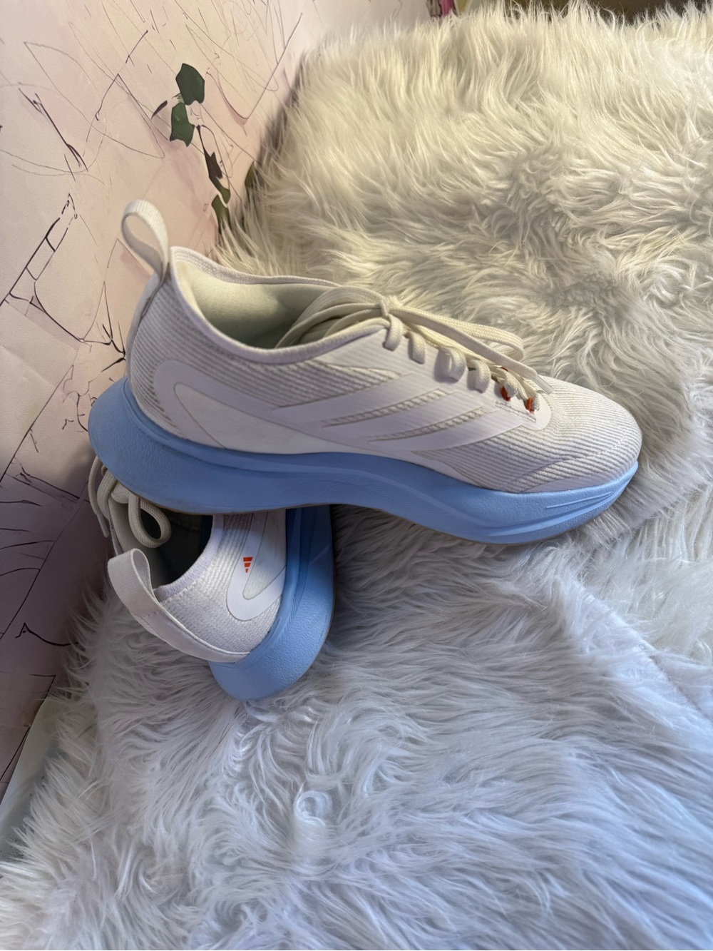 adidas Women's White Sneakers with Light Blue Sole